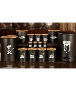 سرویس آشپزخانه درب چوبی 30 تکه مشکی مدل CHEF BLACK