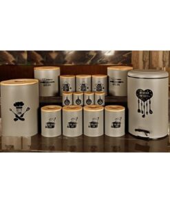 سرویس آشپزخانه درب چوبی 30 تکه طوسی مدل CHEF GRAY