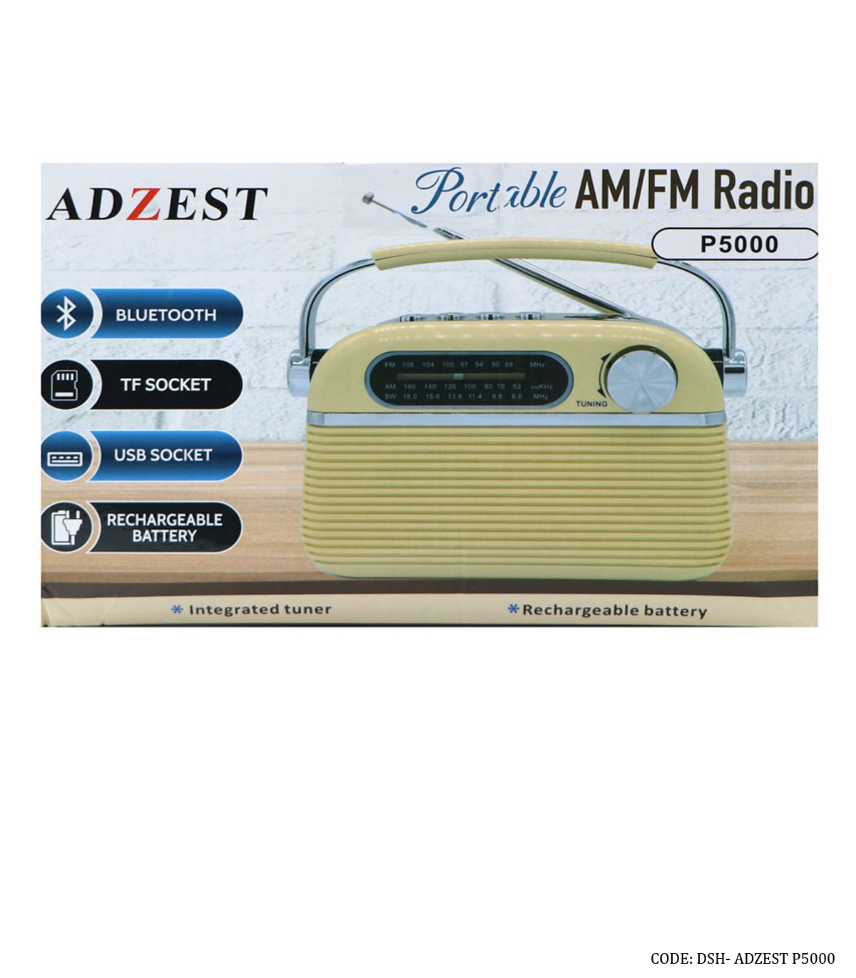 رادیو کلاسیک شارژی مدل ADZEST-P5000 کرم