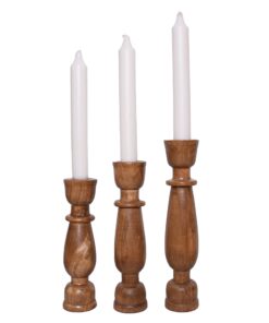 جا شمعی چوبی گژک مدل سیپریسک مجموعه سه عددی