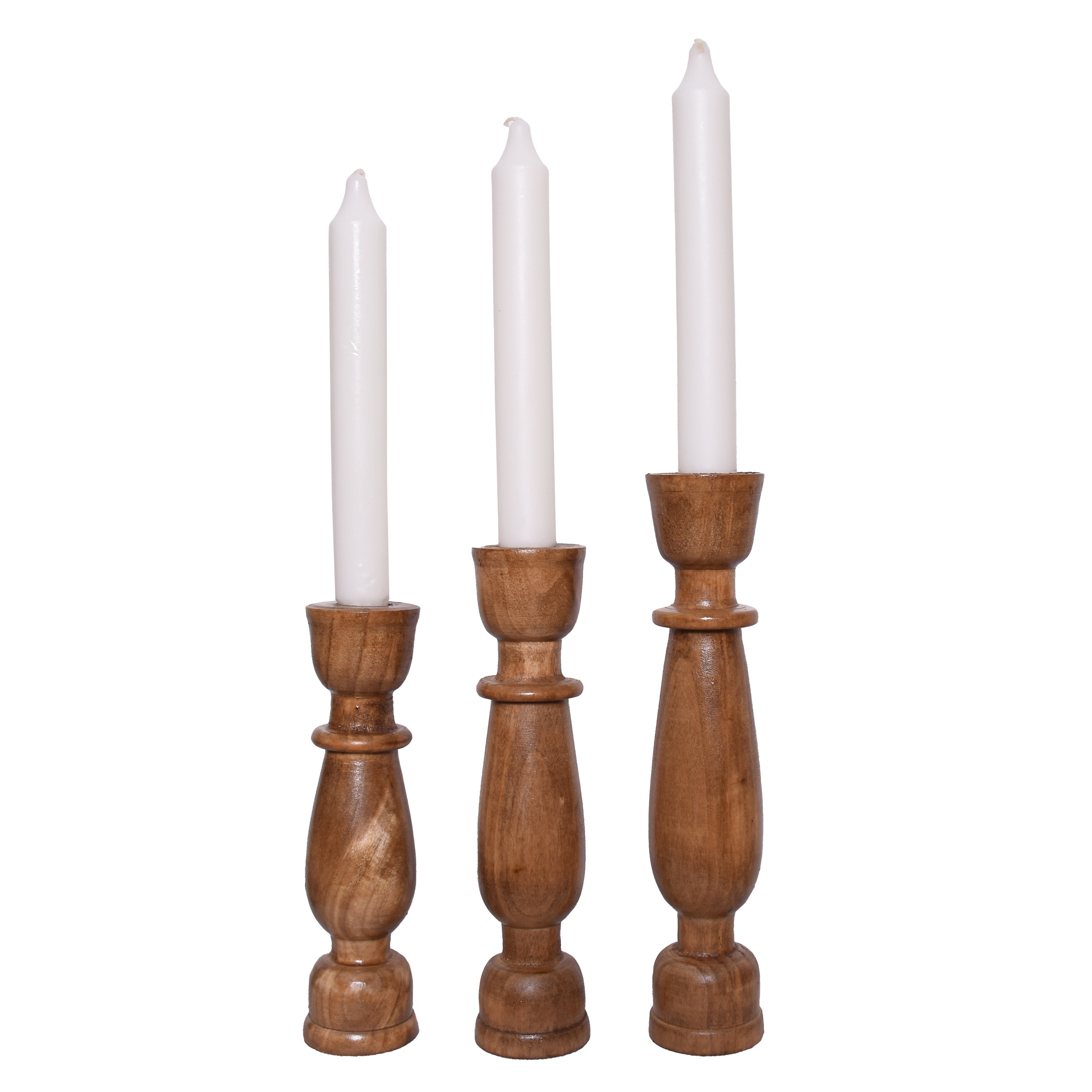 جا شمعی چوبی گژک مدل سیپریسک مجموعه سه عددی