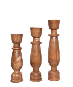 جا شمعی چوبی گژک مدل سیپریسک مجموعه سه عددی