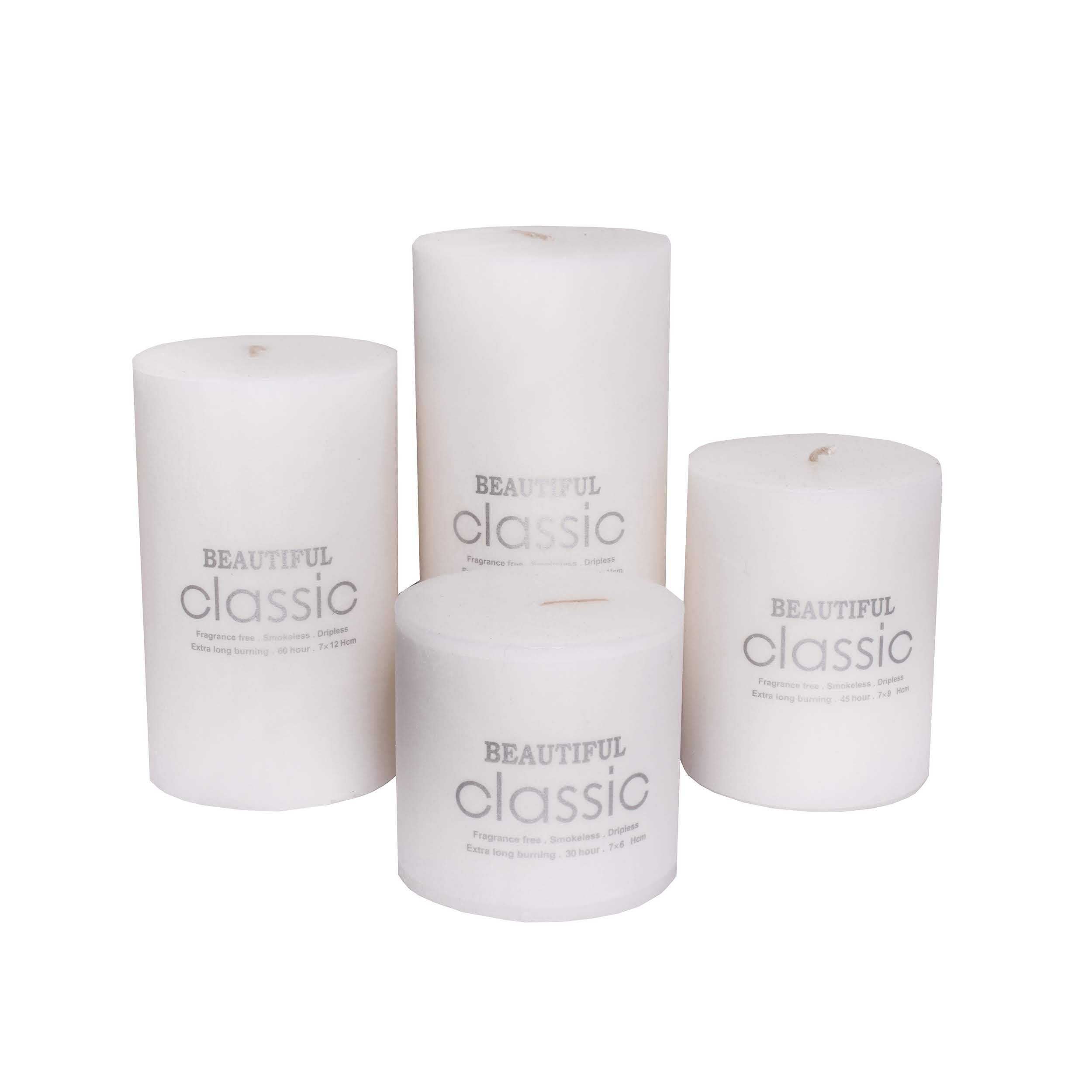 شمع کلاسیک مدل استوانه ای قطر 7 سانتی متر مجموعه چهار عددی