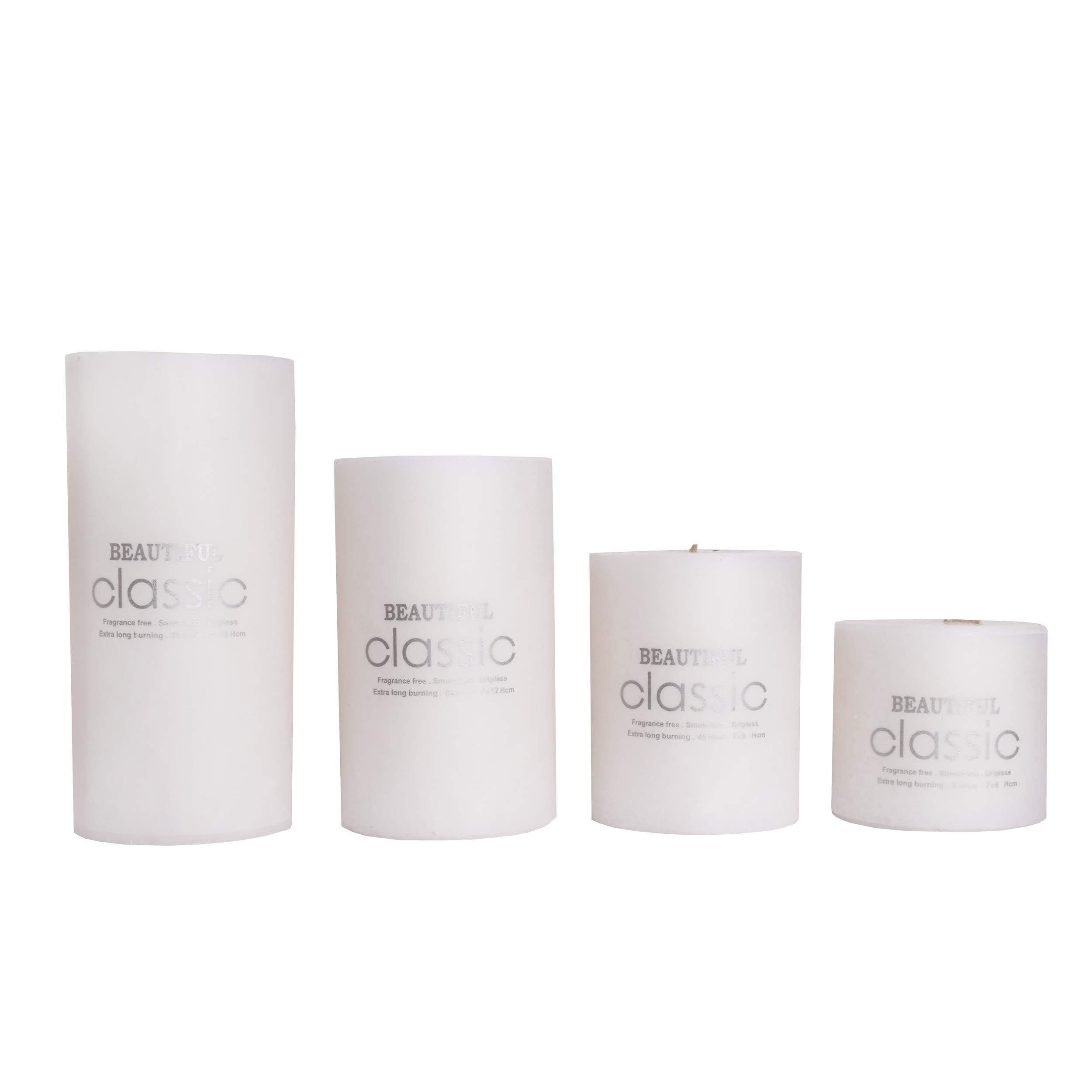 شمع کلاسیک مدل استوانه ای قطر 7 سانتی متر مجموعه چهار عددی