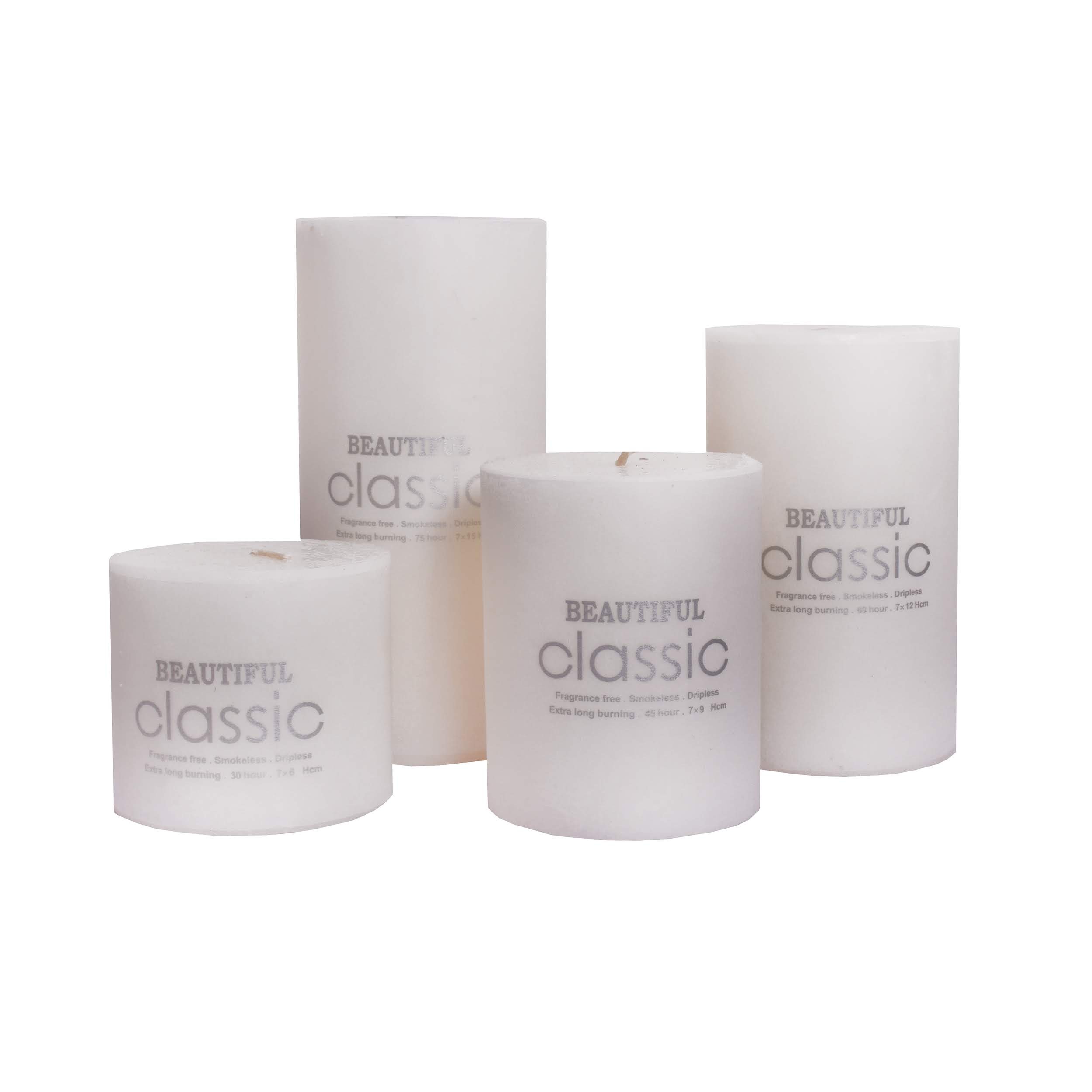 شمع کلاسیک مدل استوانه ای قطر 7 سانتی متر مجموعه چهار عددی