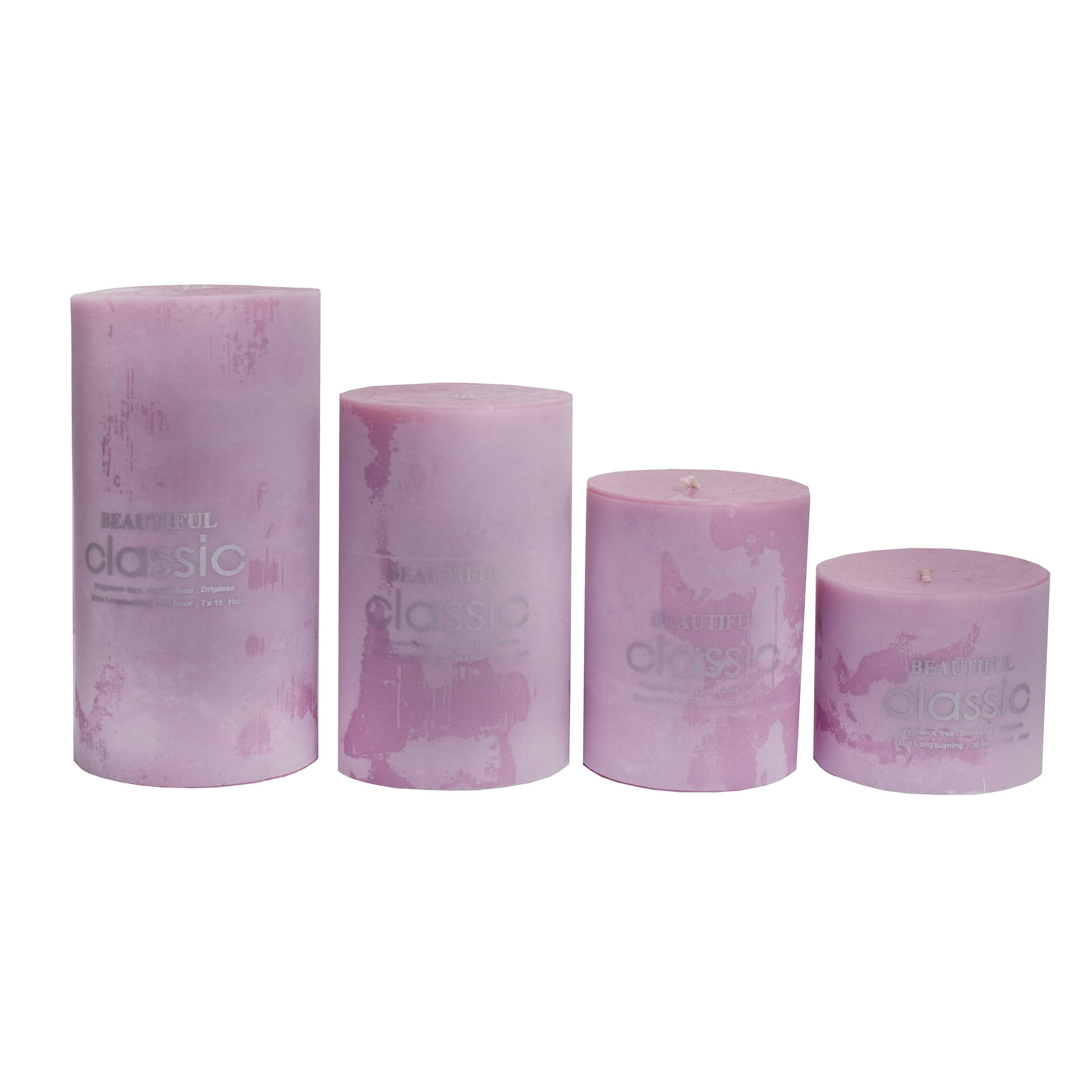 شمع کلاسیک مدل استوانه ای قطر 7 سانتی متر مجموعه چهار عددی