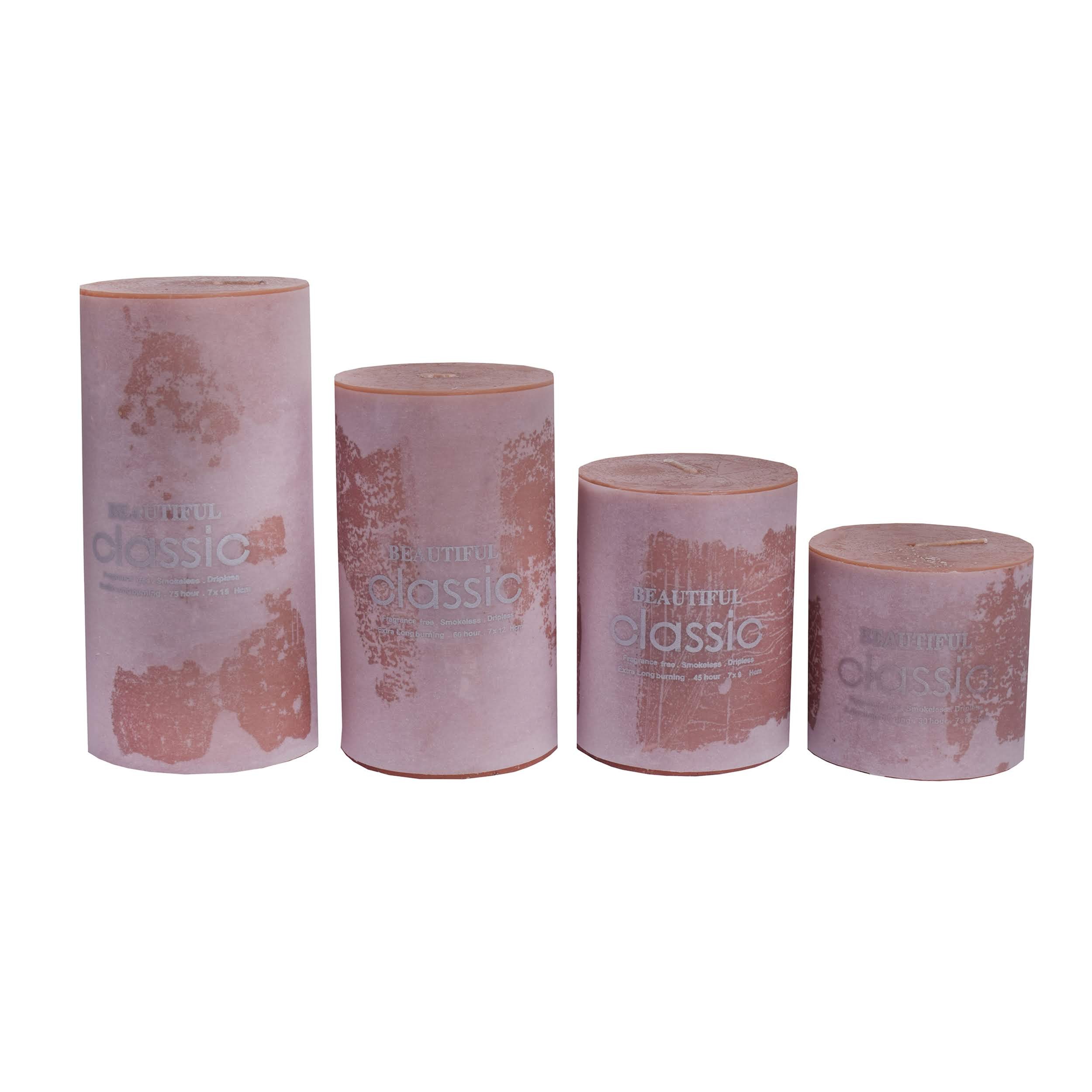 شمع کلاسیک مدل استوانه ای قطر 7 سانتی متر مجموعه چهار عددی
