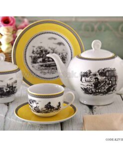 ظروف چینی 6 نفره زرین طرح ویلیج