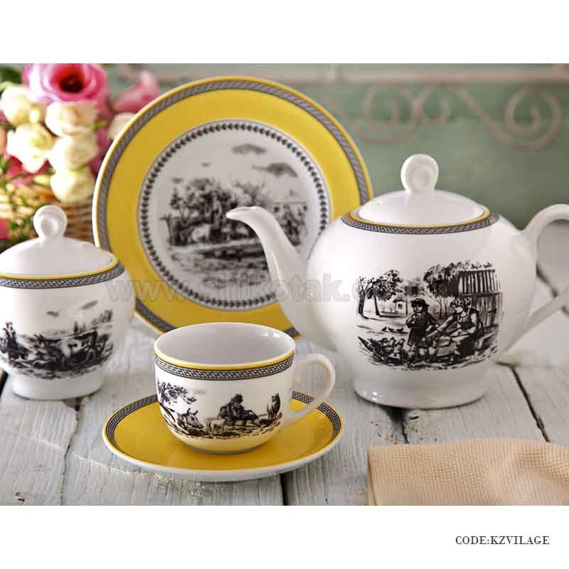 ظروف چینی 6 نفره زرین طرح ویلیج