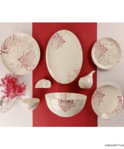سرویس چینی شش نفره 29 پارچه برگ قرمز مدل 717120