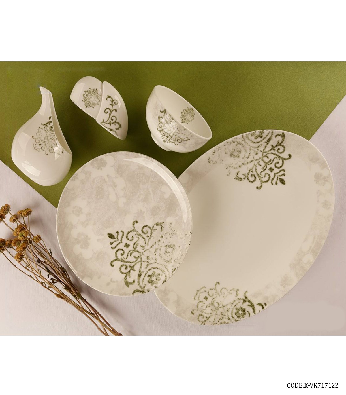 سرویس چینی شش نفره 29 پارچه برگ سبز مدل 717122
