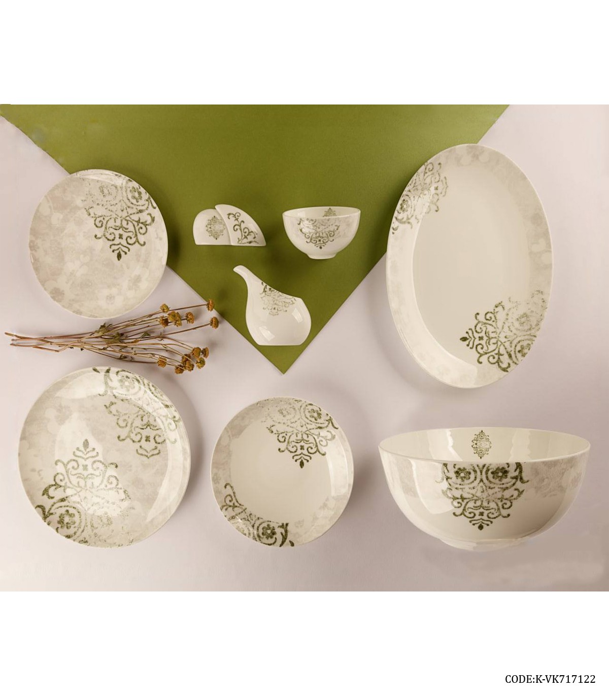 سرویس چینی شش نفره 29 پارچه برگ سبز مدل 717122