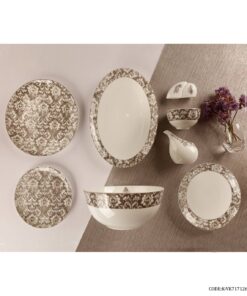 سرویس چینی شش نفره 29 پارچه طرح پیچک کرم مدل 717126