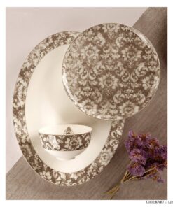 سرویس چینی شش نفره 29 پارچه طرح پیچک کرم مدل 717126