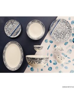 سرویس چینی شش نفره 29 پارچه طرح سنگ آبی مدل 717132