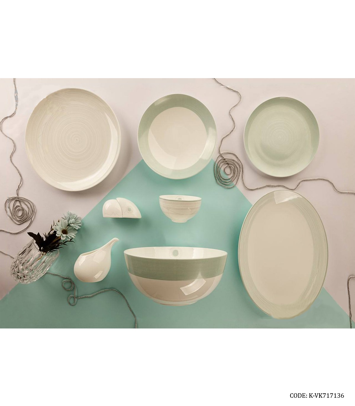 سرویس چینی شش نفره 29 پارچه طرح آبی مدل 717136