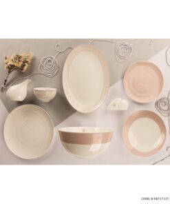 سرویس چینی شش نفره 29 پارچه طرح کرم مدل 717137