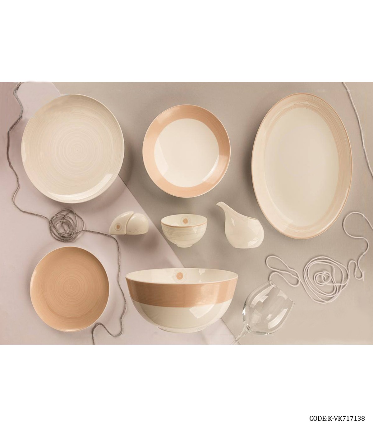 سرویس چینی شش نفره 29 پارچه طرح صورتی مدل 717138