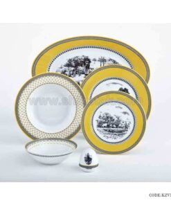 ظروف چینی 6 نفره زرین طرح ویلیج