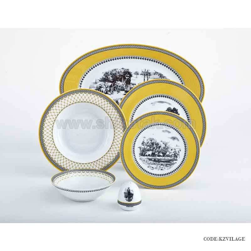 ظروف چینی 6 نفره زرین طرح ویلیج