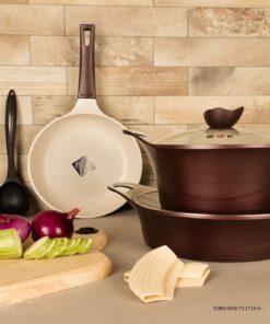 سرویس قابلمه گرانیتی 15 پارچه زرشکی سری 3714-6