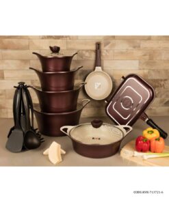 سرویس قابلمه گرانیتی 22 پارچه زرشکی سری 3721-6