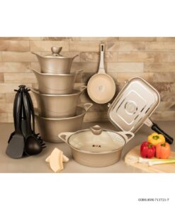 سرویس قابلمه گرانیتی 22 پارچه بژ سری 3721-7