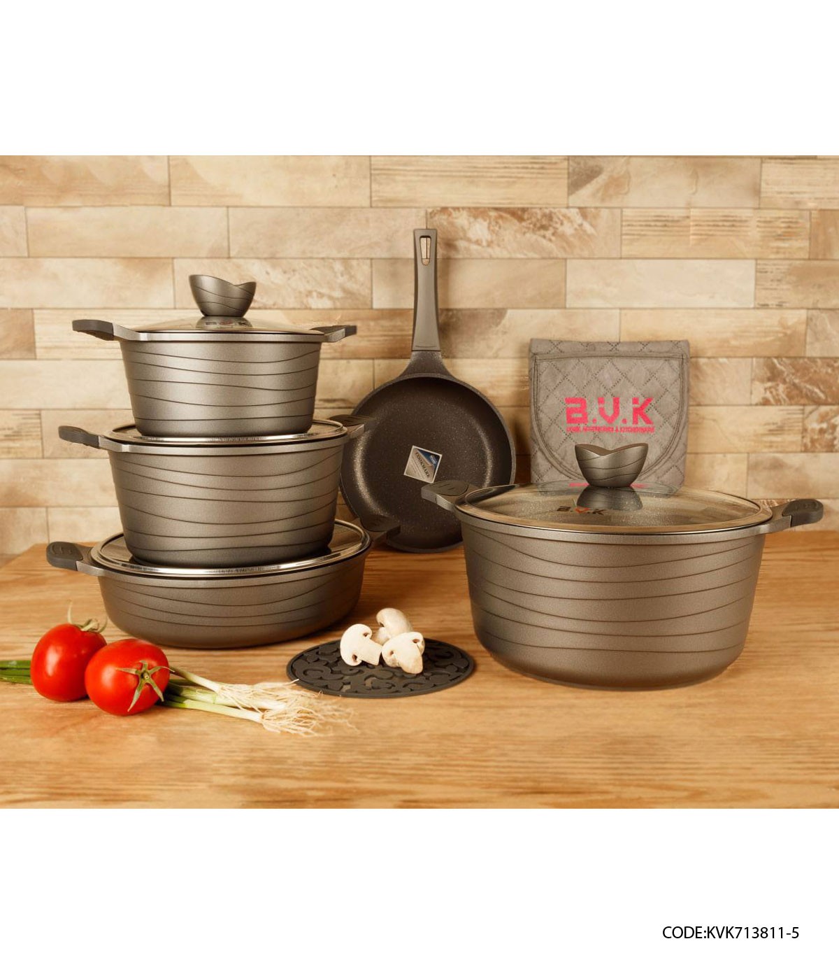 سرویس قابلمه گرانیتی دودی 11 پارچه مدل 713811-5