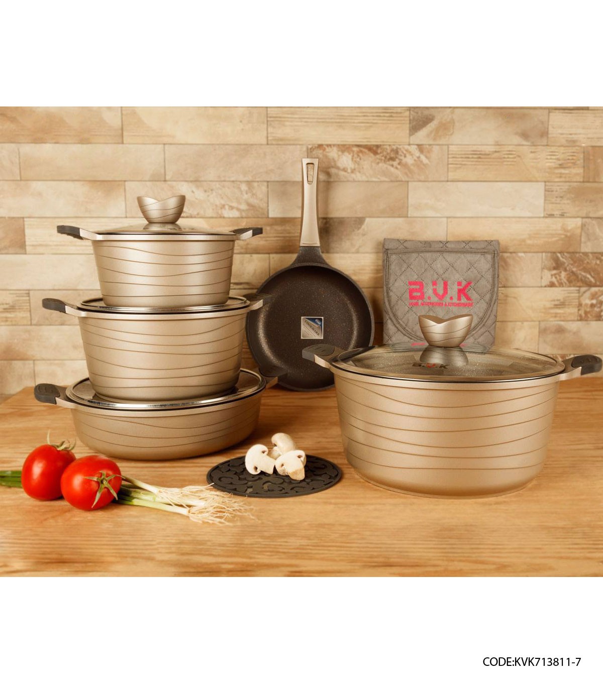 سرویس قابلمه گرانیتی بژ 11 پارچه مدل 713811-7