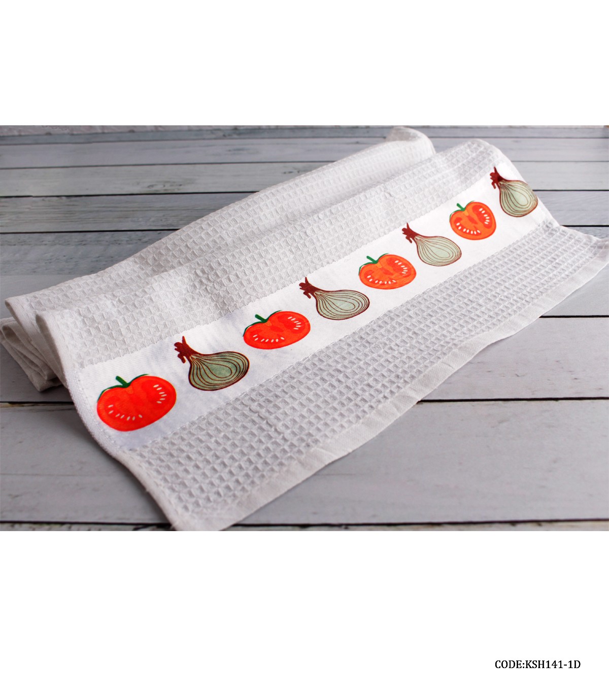دستمال آشپزخانه عروس طرح پیاز و گوچه فرنگی