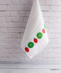 دستمال نخی آشپزخانه طرح لیمو و توت فرنگی