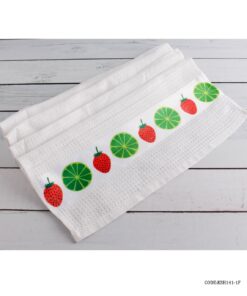 دستمال نخی آشپزخانه طرح لیمو و توت فرنگی