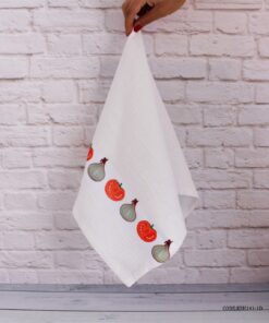دستمال آشپزخانه عروس طرح پیاز و گوچه فرنگی