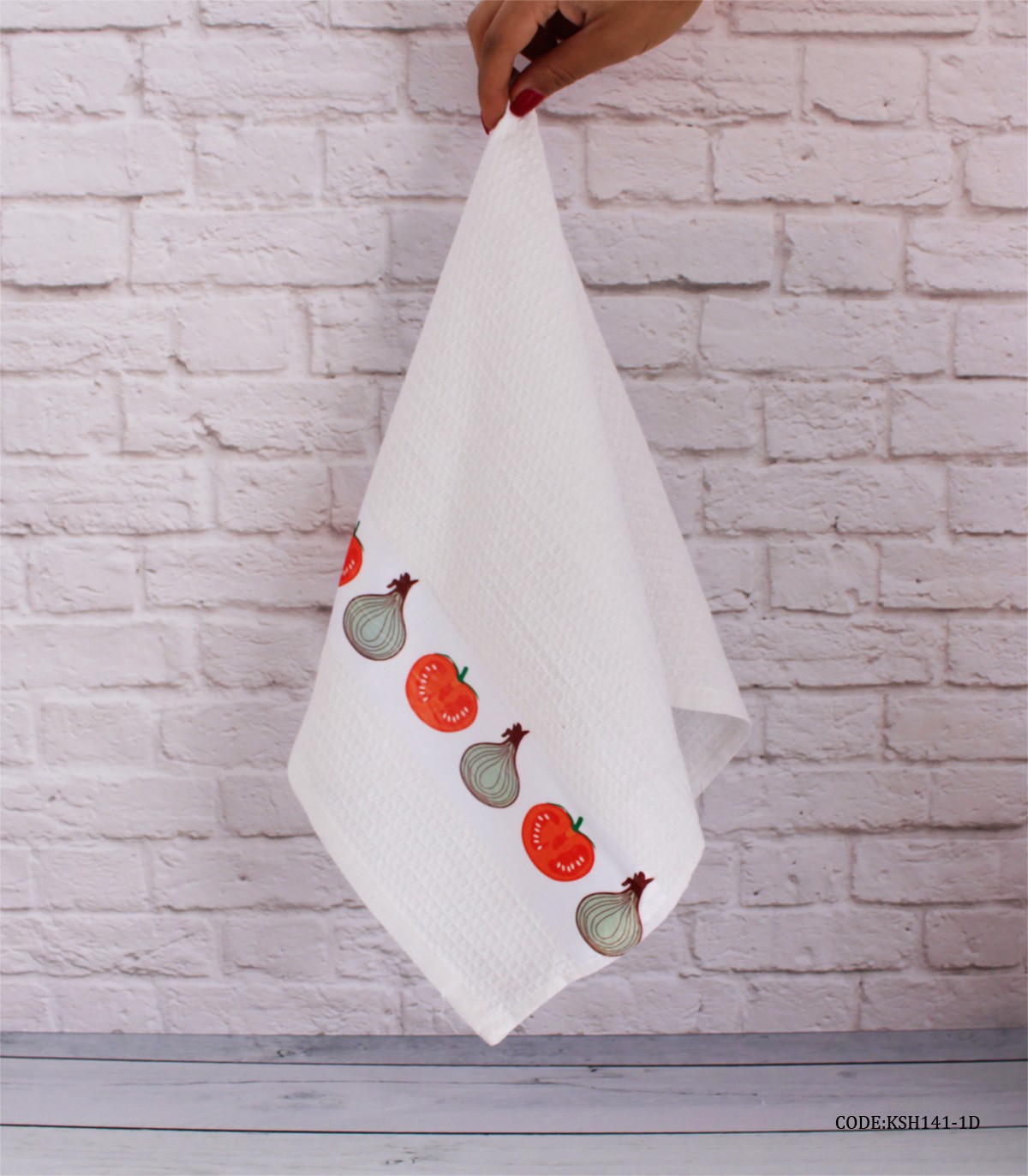 دستمال آشپزخانه عروس طرح پیاز و گوچه فرنگی