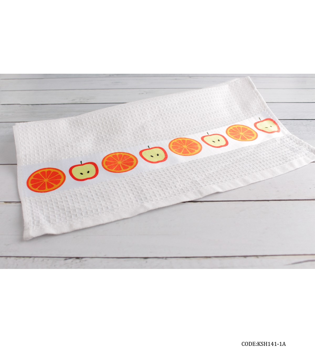 دستمال آشپزخانه عروس طرح سیب و پرتقال