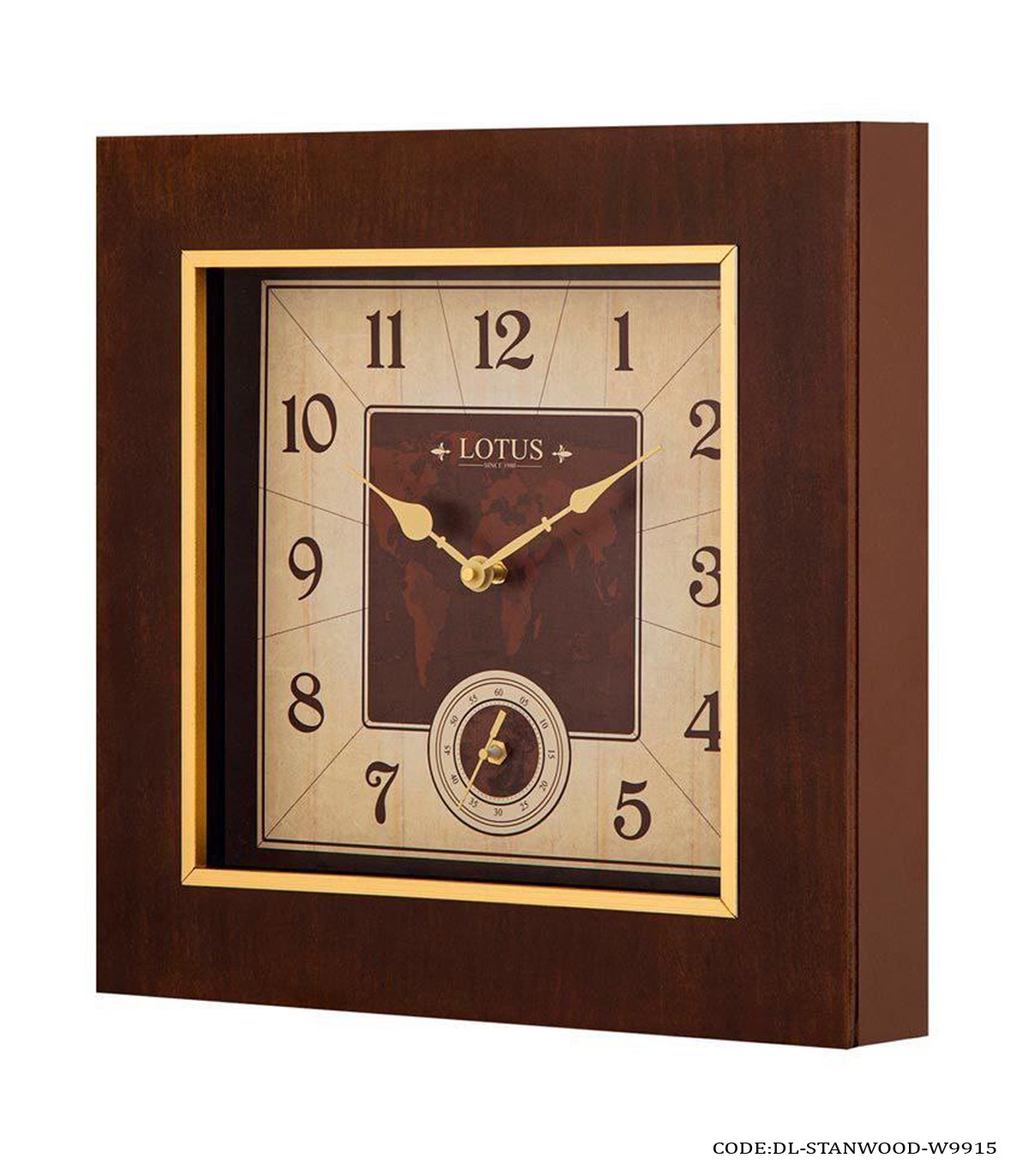 ساعت دیواری چوبی مربعی مدل 9915