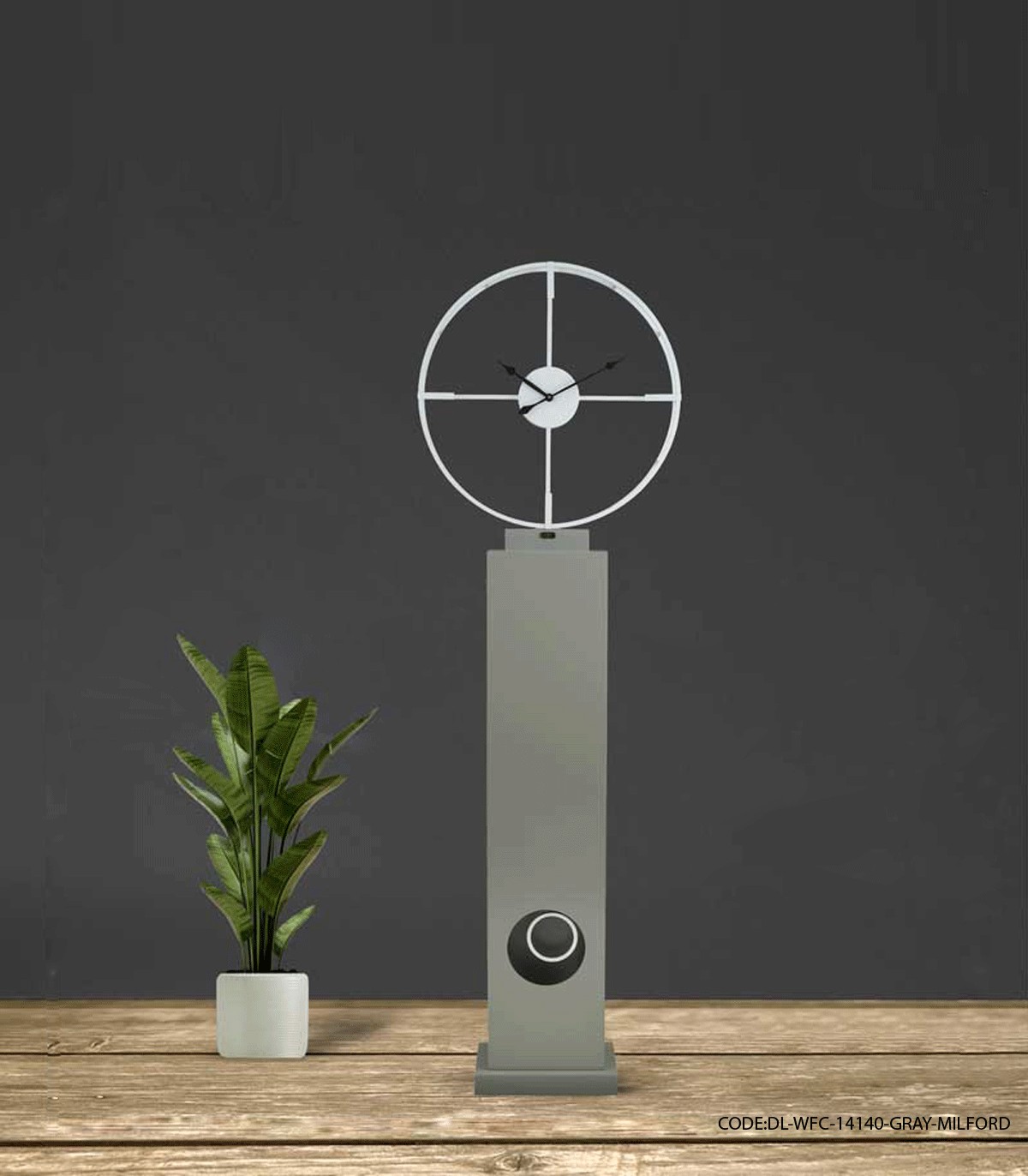 ساعت کنار سالنی مدرن مدل MILFORD طوسی کد 14140