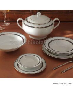 ظروف چینی 6 نفره زرین طرح پرشیا سرمه ای