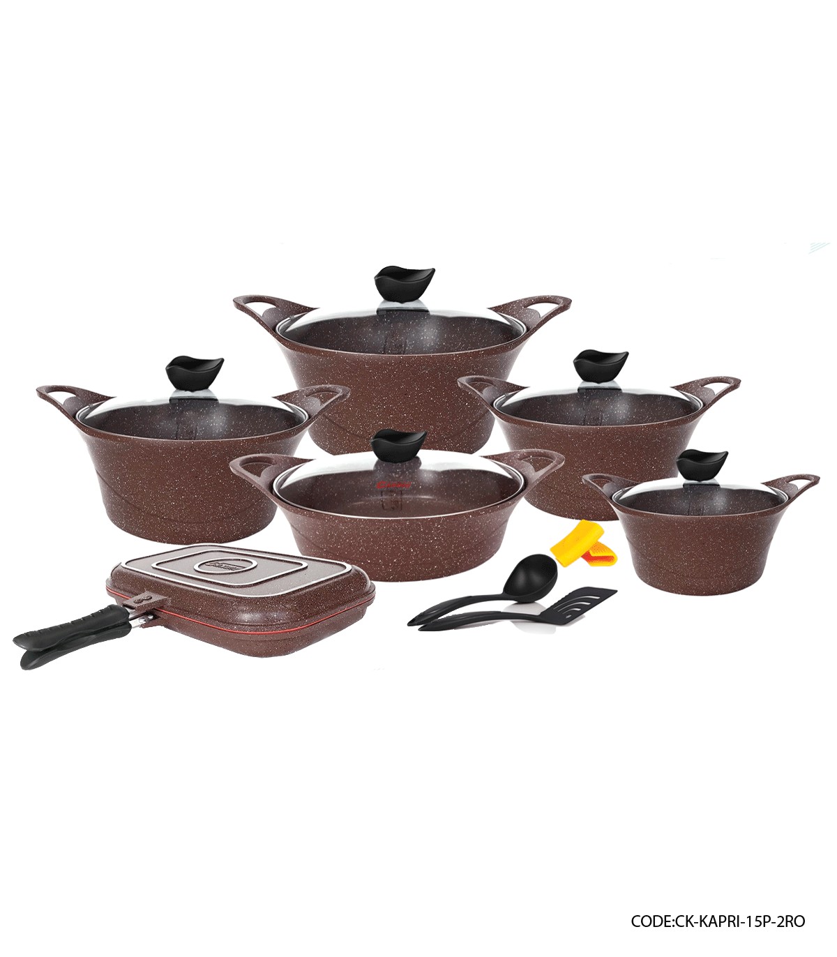 سرویس قابلمه 15 پارچه کاپری مدل قهوه ای