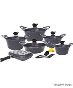 سرویس قابلمه 15 پارچه کاپری مدل خاکستری