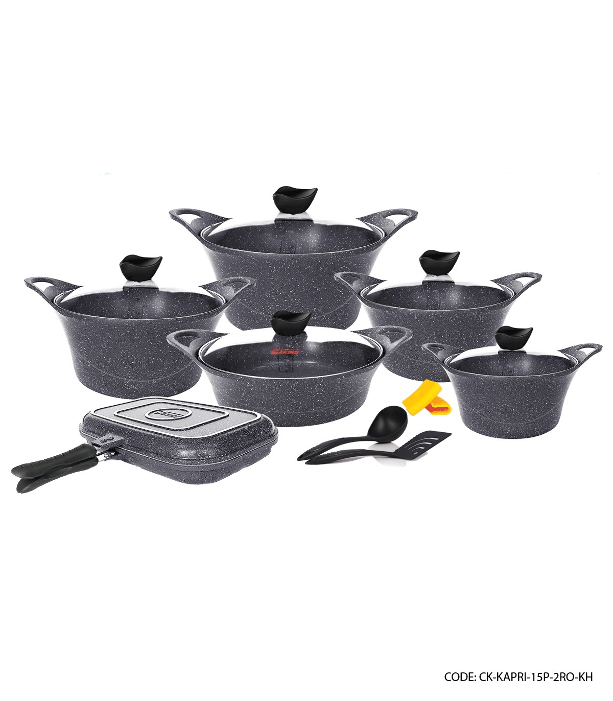 سرویس قابلمه 15 پارچه کاپری مدل خاکستری