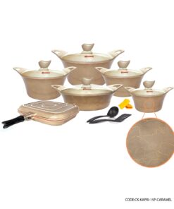 سرویس قابلمه 15 پارچه گرانیتی کاپری مدل کارامل