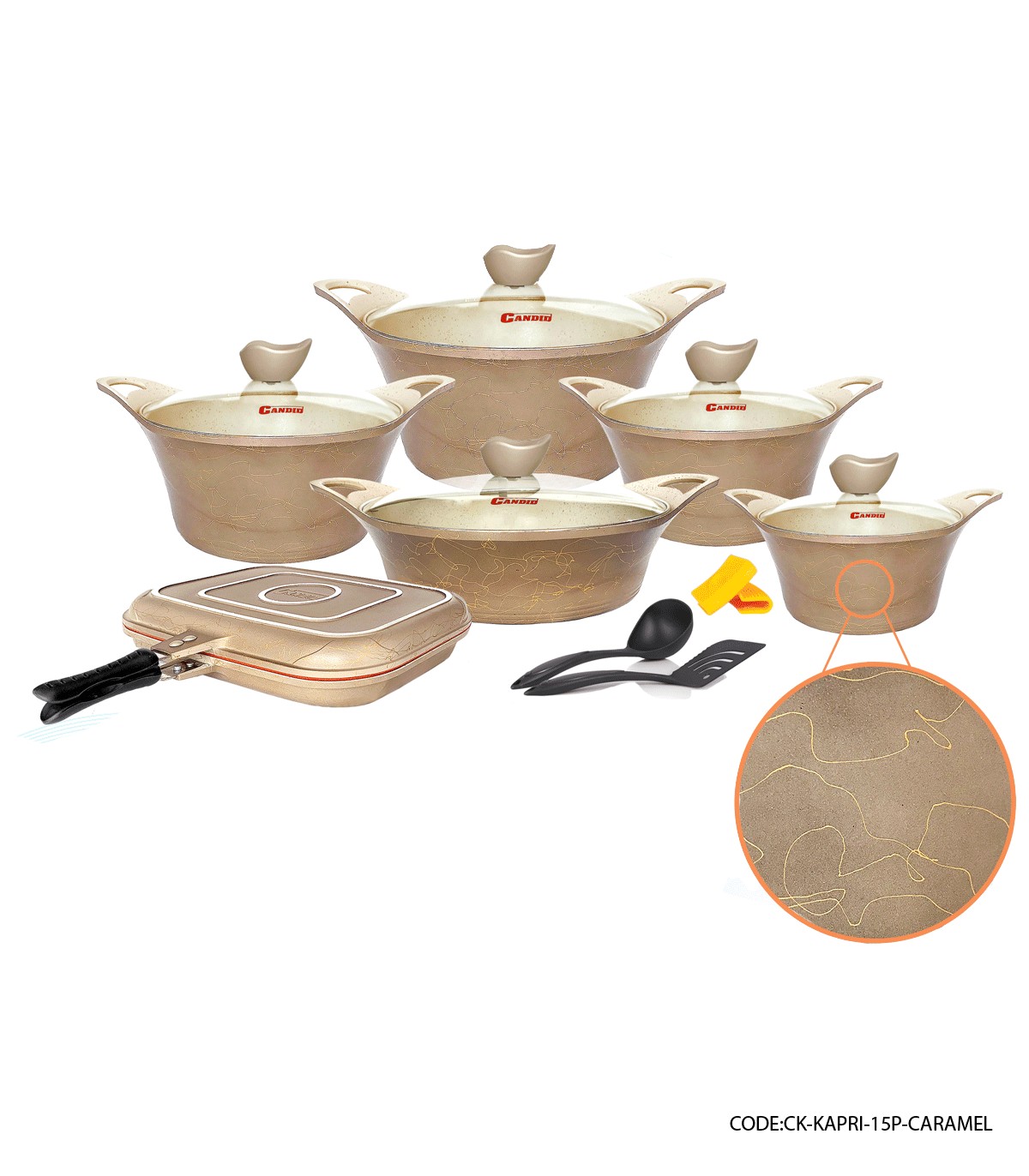 سرویس قابلمه 15 پارچه گرانیتی کاپری مدل کارامل