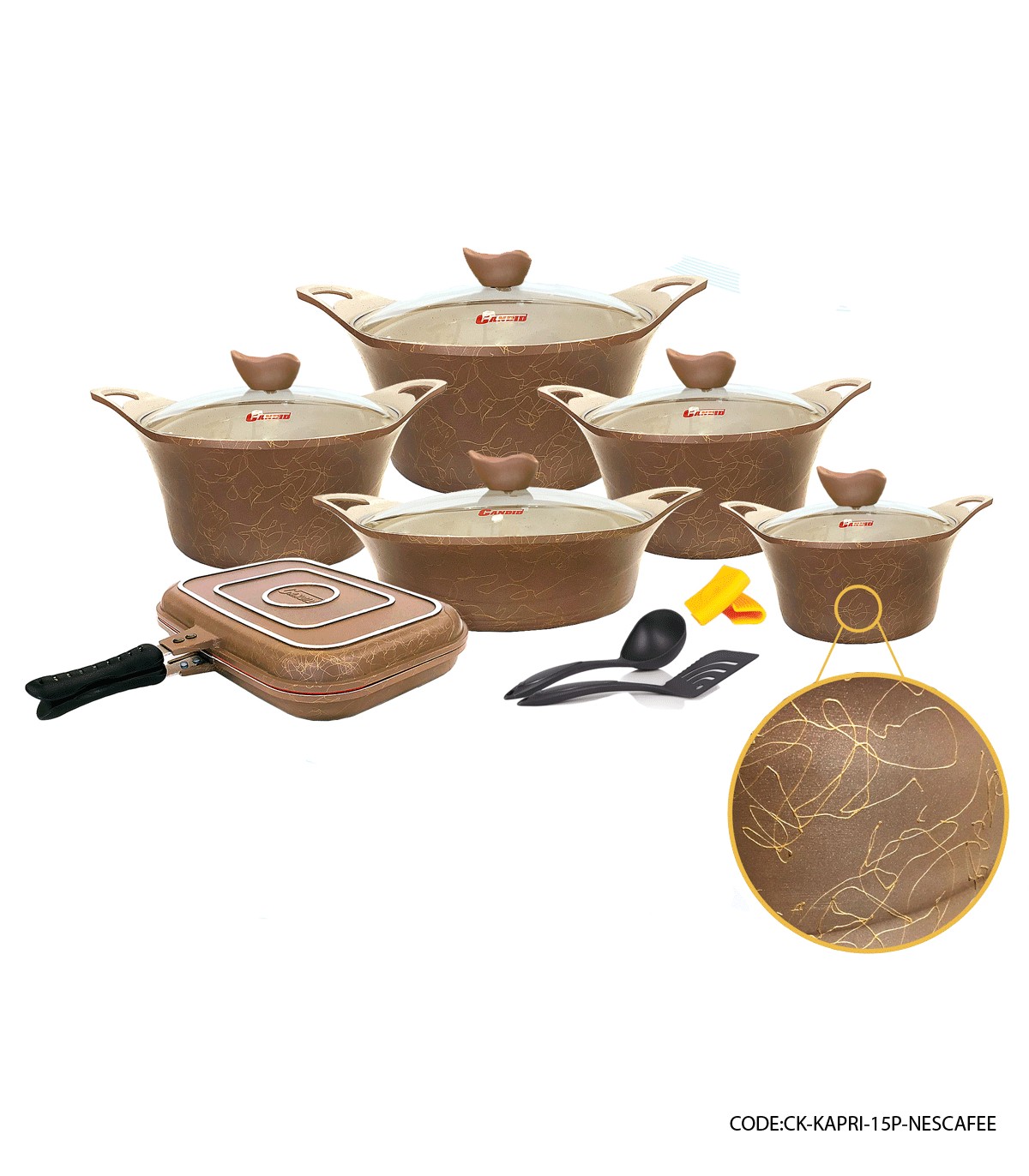 سرویس قابلمه 15 پارچه گرانیتی کاپری مدل نسکافه ای