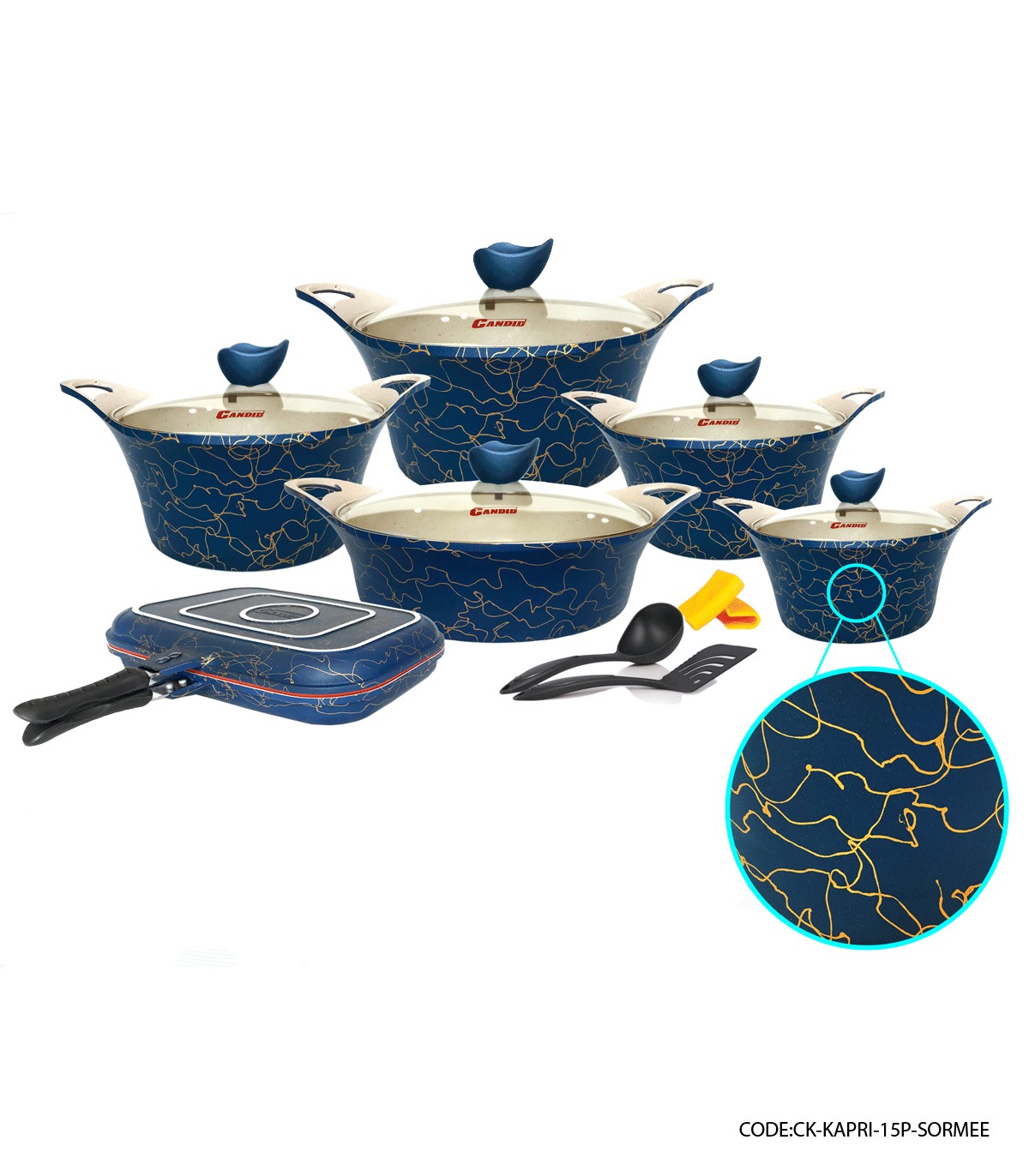 سرویس قابلمه 15 پارچه گرانیتی کاپری مدل سرمه ای