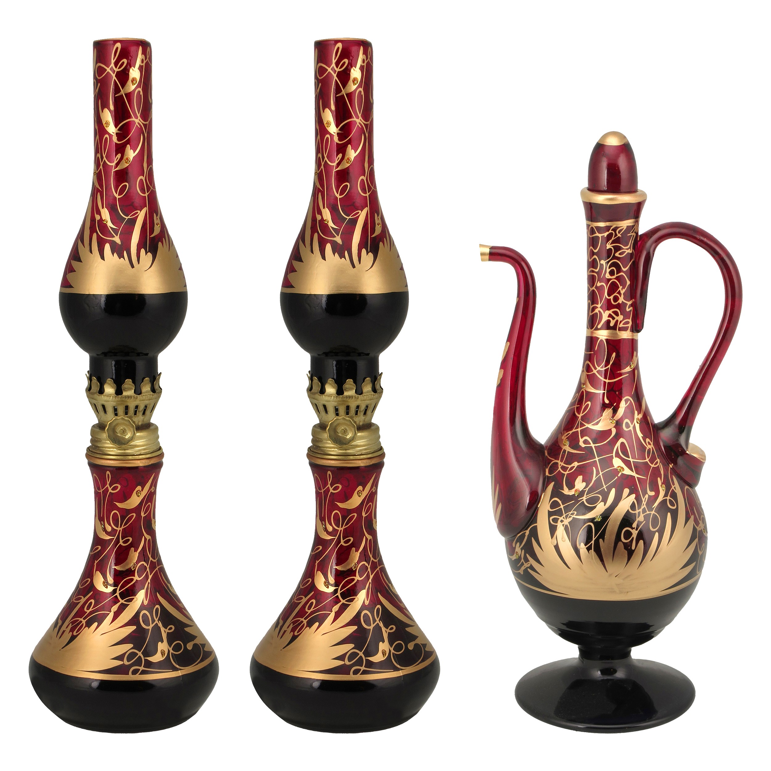 ست چراغ گرد سوز و گلابپاش قرمز مدل Mw