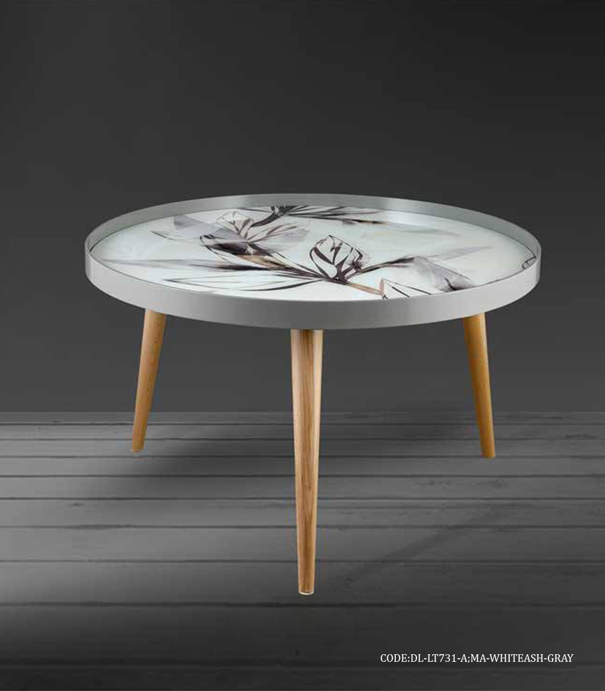 میز وسط گرد چوبی مدل WHITHEASH