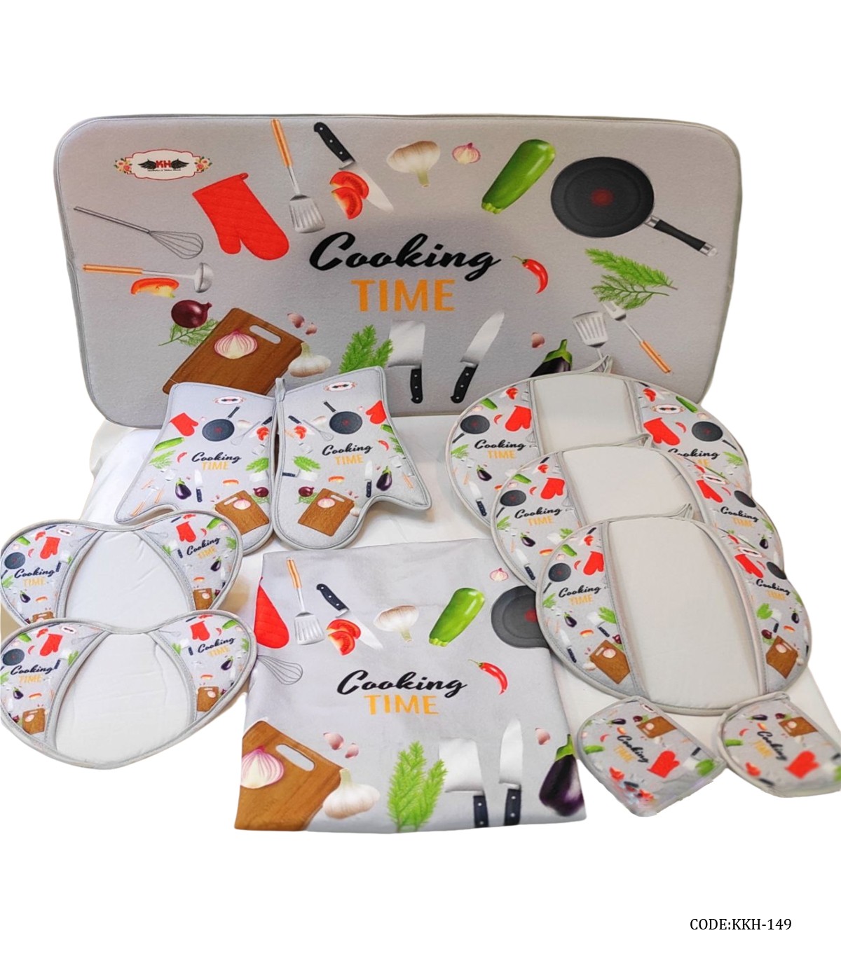 سرویس آشپزخانه پارچه ای مدل cooking time white