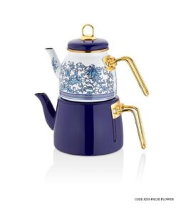 کتری و قوری دسته فلزی مدل PACHI FLOWER بنفش