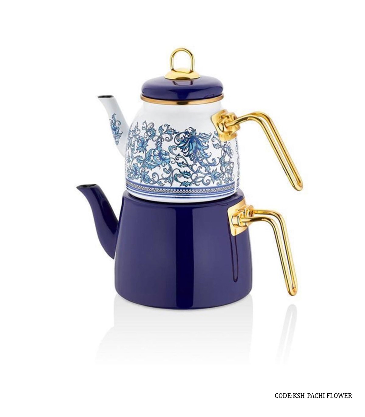 کتری و قوری دسته فلزی مدل PACHI FLOWER بنفش